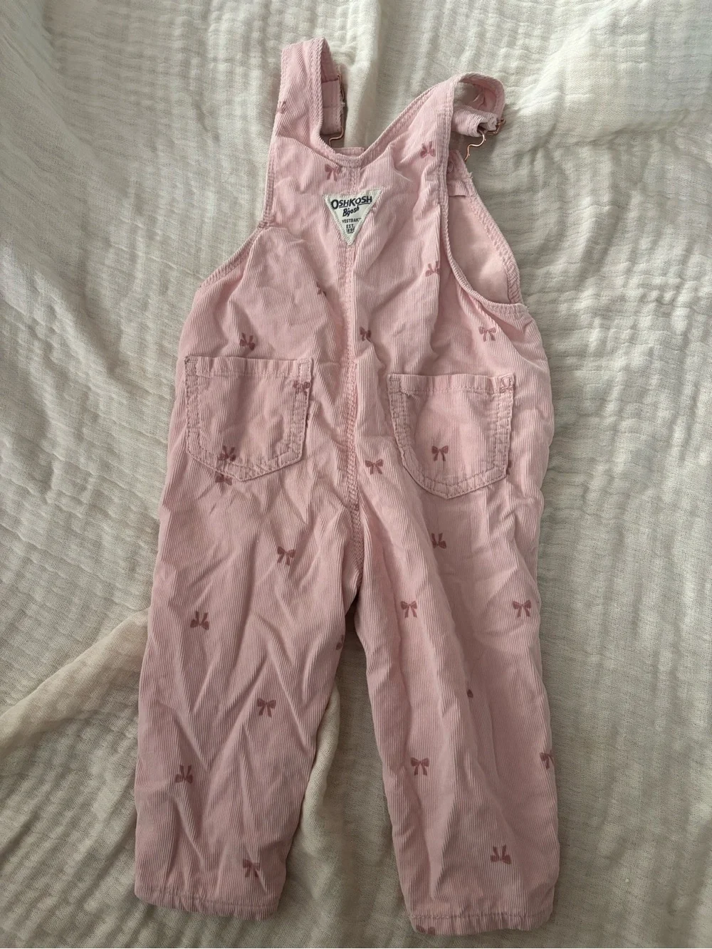 OshKosh B’gosh Baby Girl Bow Print Corduroy Overalls Size 12 months